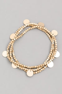 Metallic Bead Disc Bracelet Set