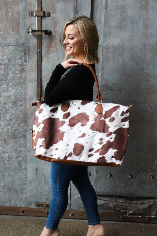 Cow Hide Weekender Bag