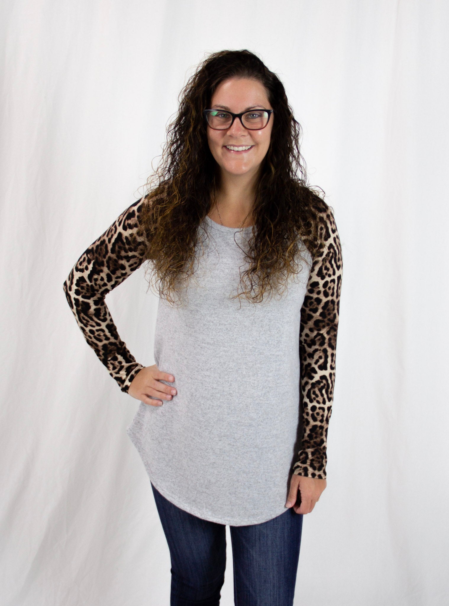 Grey and Leopard Top
