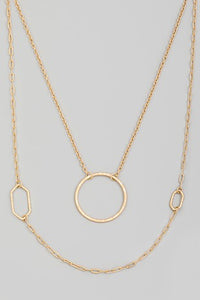 Dainty Layered Chain Circle Cutout Necklace