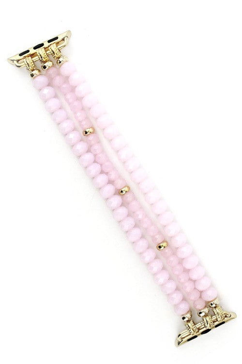 Pink Beaded Watch Band