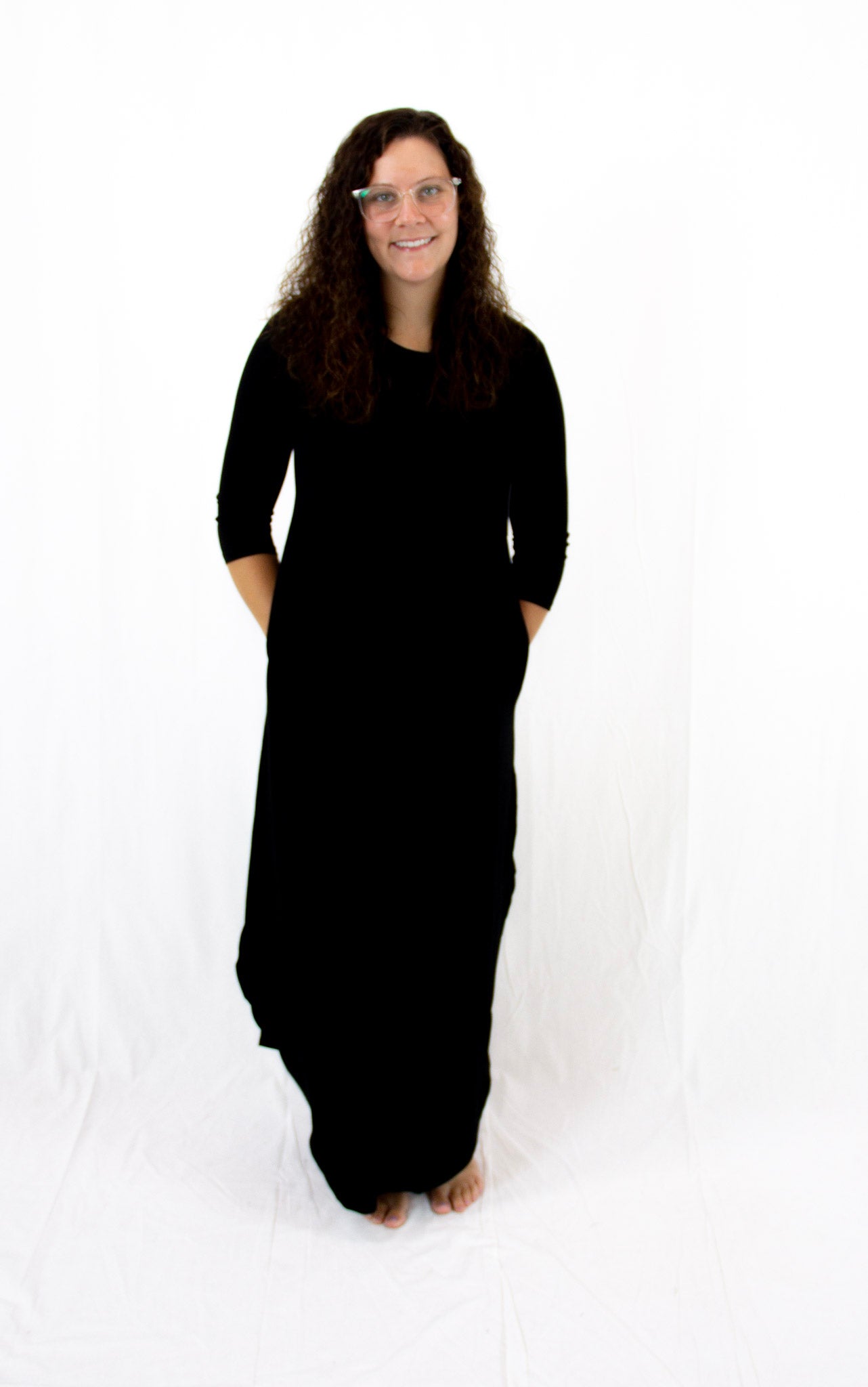 Black 3/4 Sleeve Maxi Dress