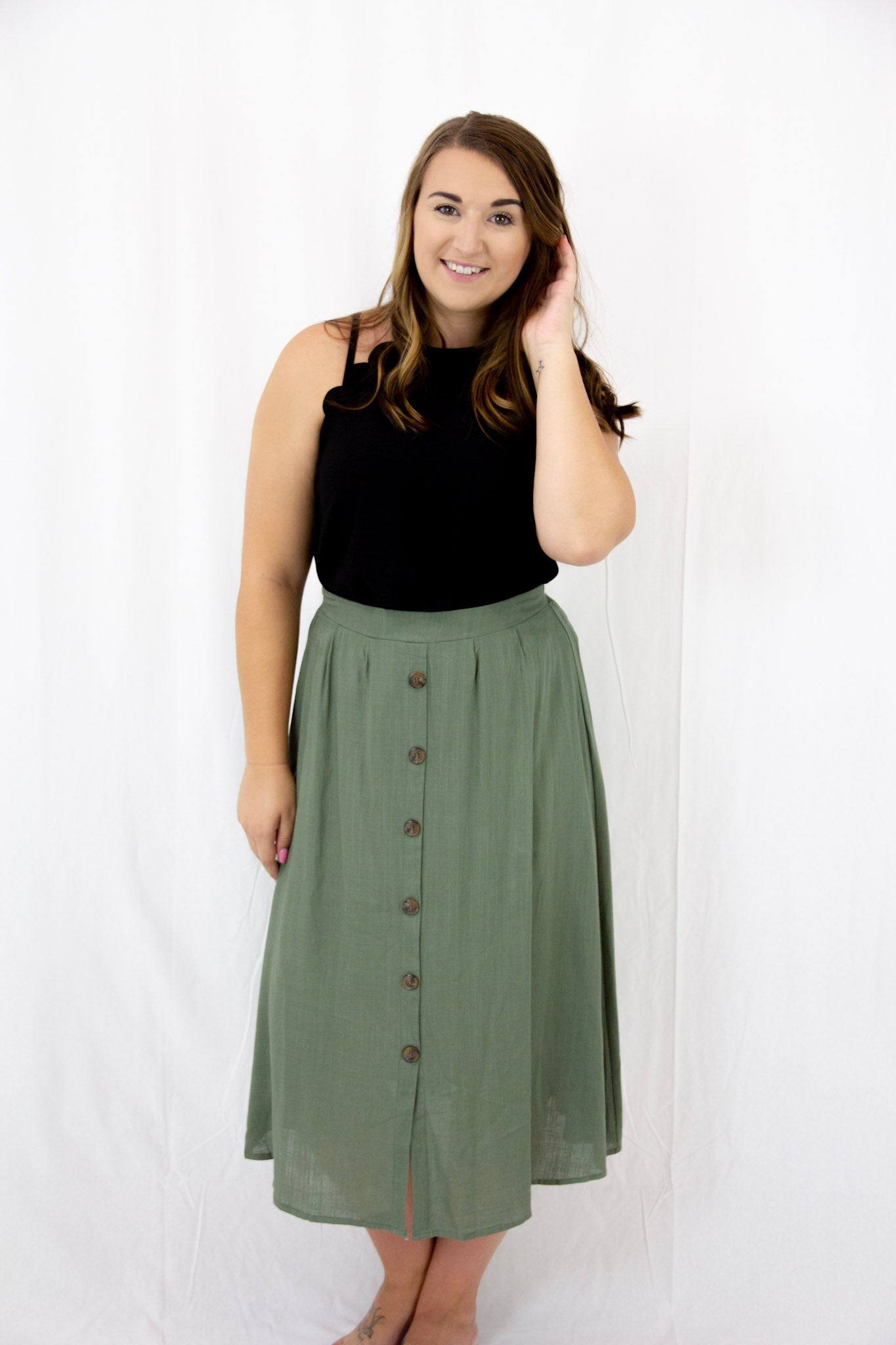 Olive Midi Skirt