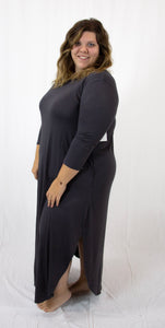 Ash Grey 3/4 Sleeve Maxi Dress