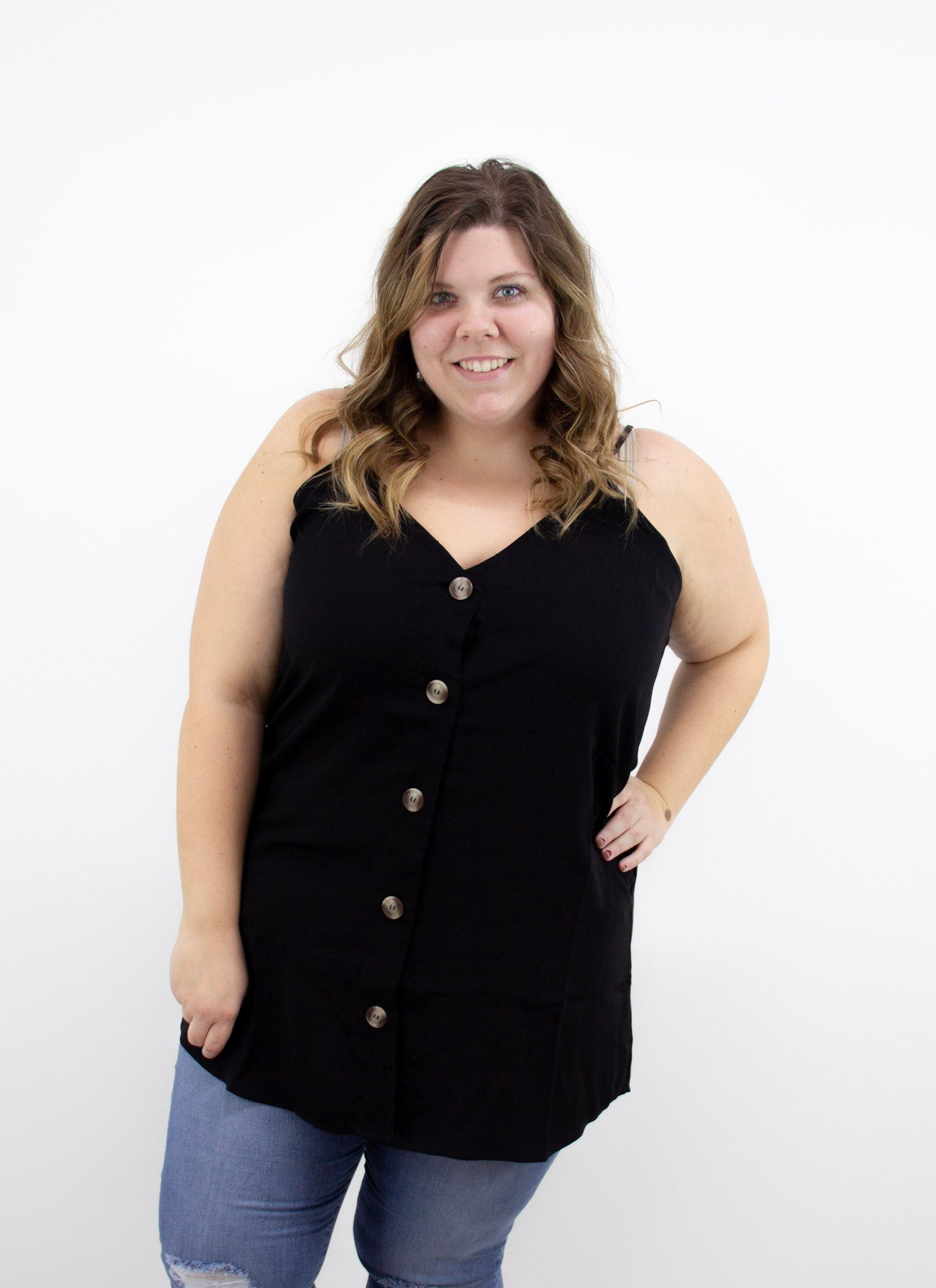 Black Button Up Cami