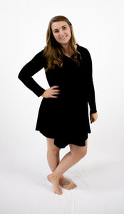 Black Long Sleeve Midi Dress