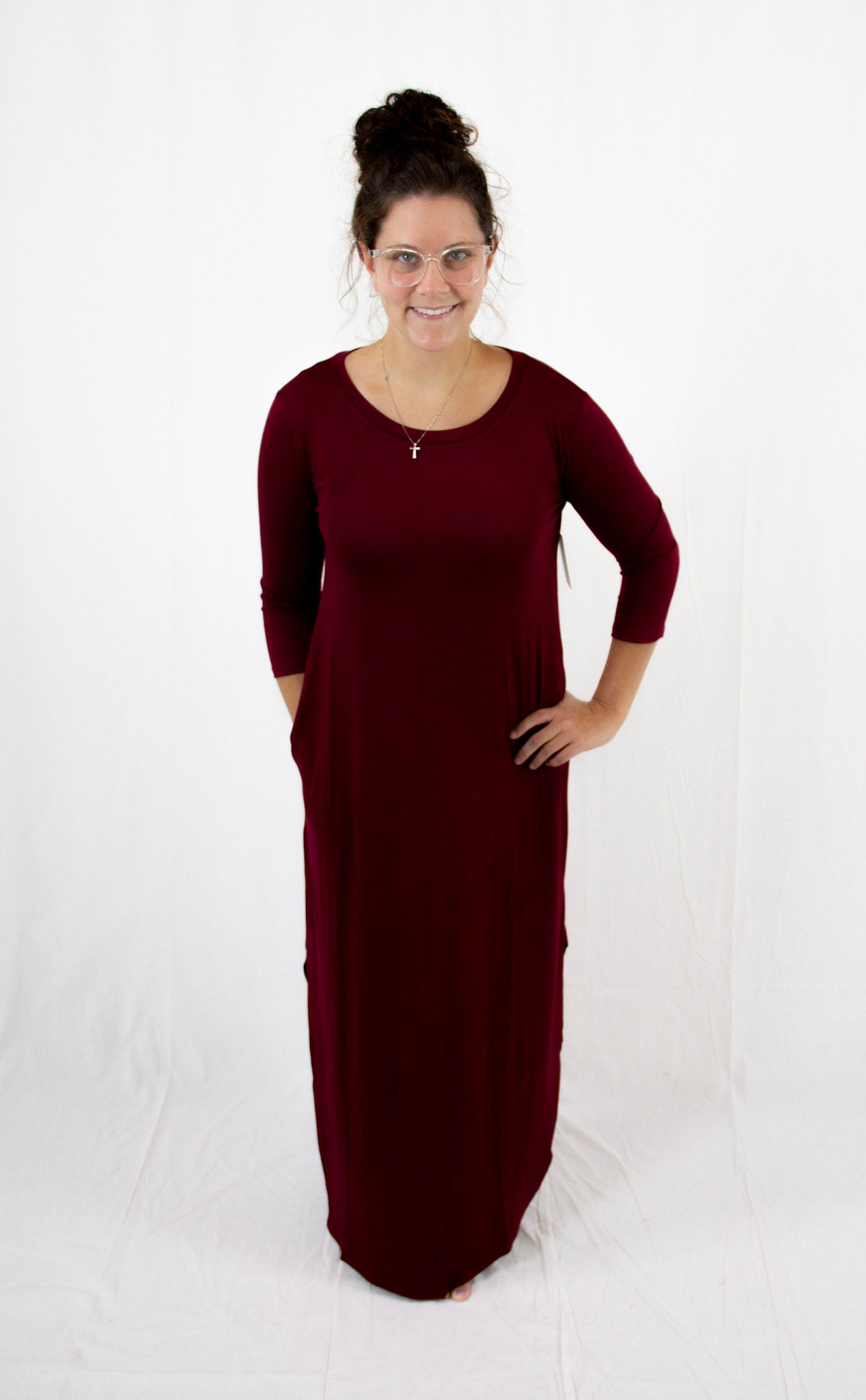 Cabernet 3/4 Sleeve Maxi Dress