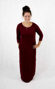 Cabernet 3/4 Sleeve Maxi Dress