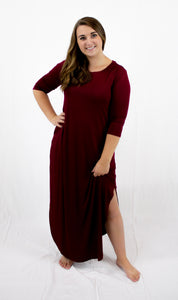 Cabernet 3/4 Sleeve Maxi Dress