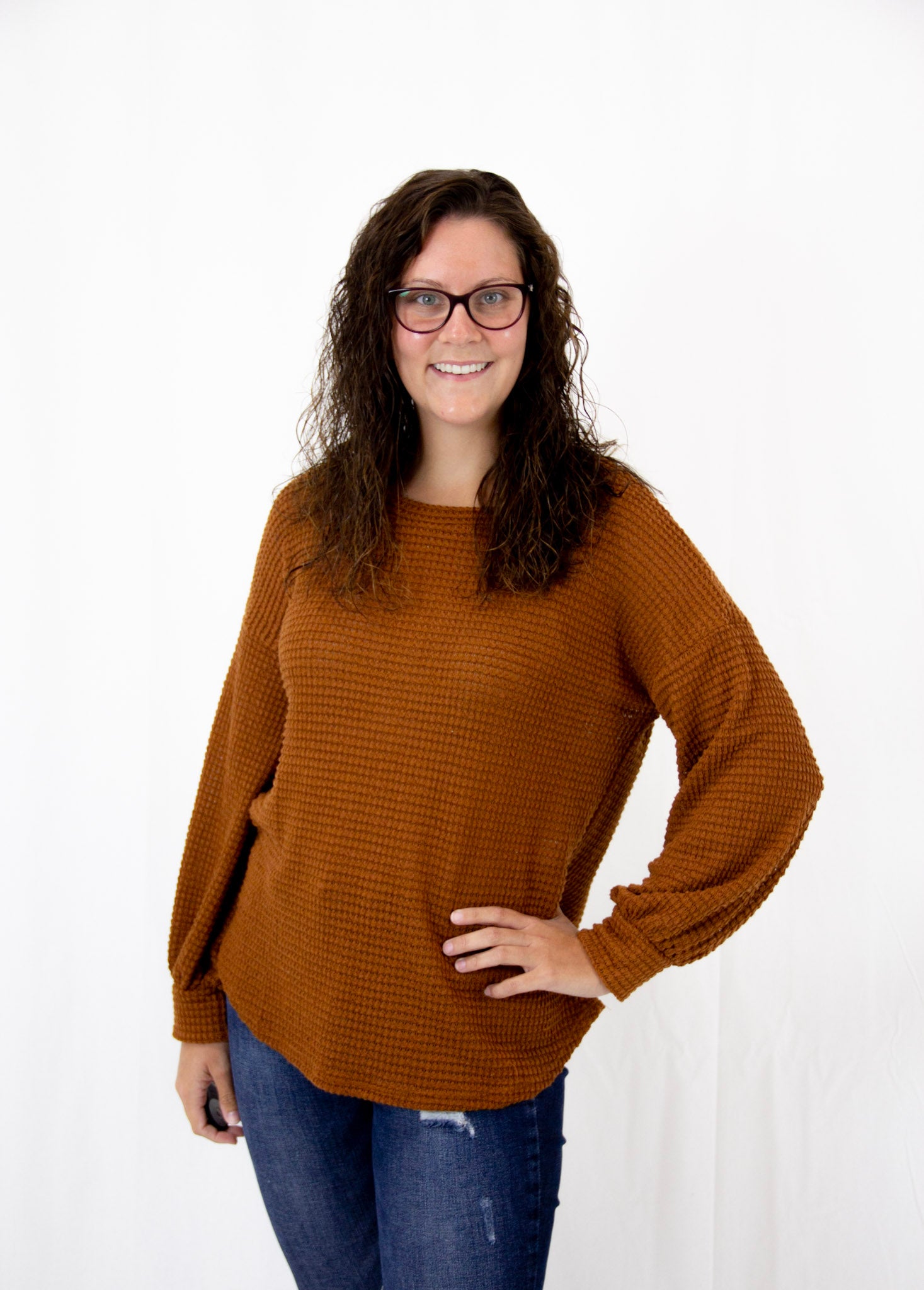 Camel Waffle Knit Top