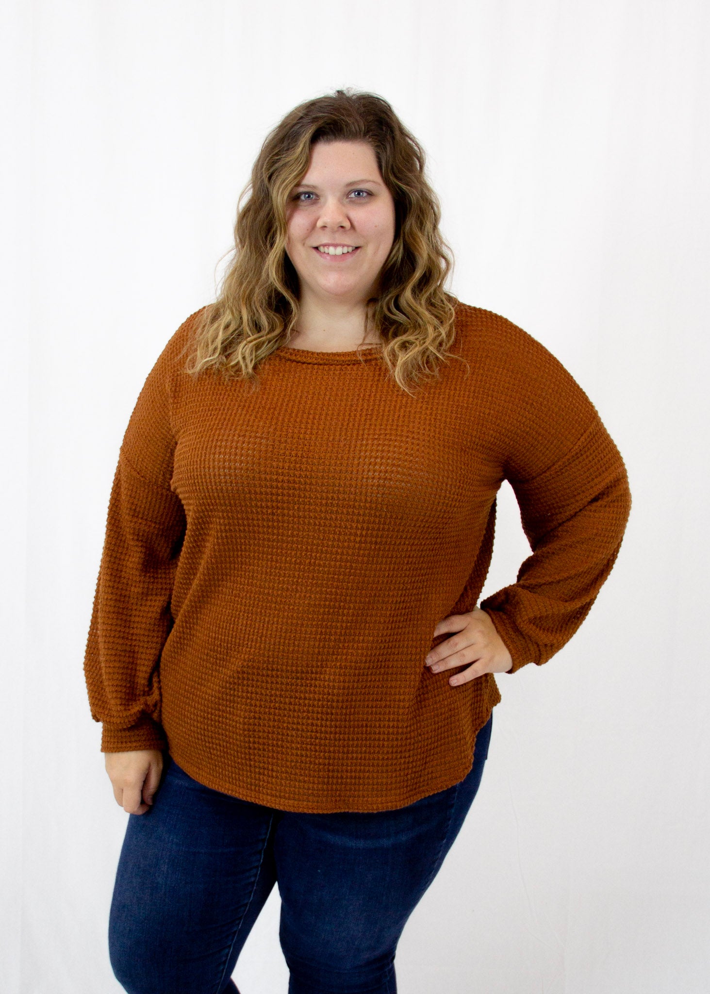 Camel Waffle Knit Top
