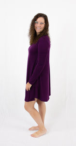 Dark Plum Long Sleeve Midi Dress