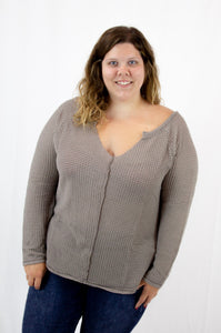 Taupe Waffle Knit Top