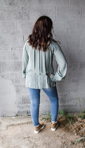 Sage Bubble Sleeve Top