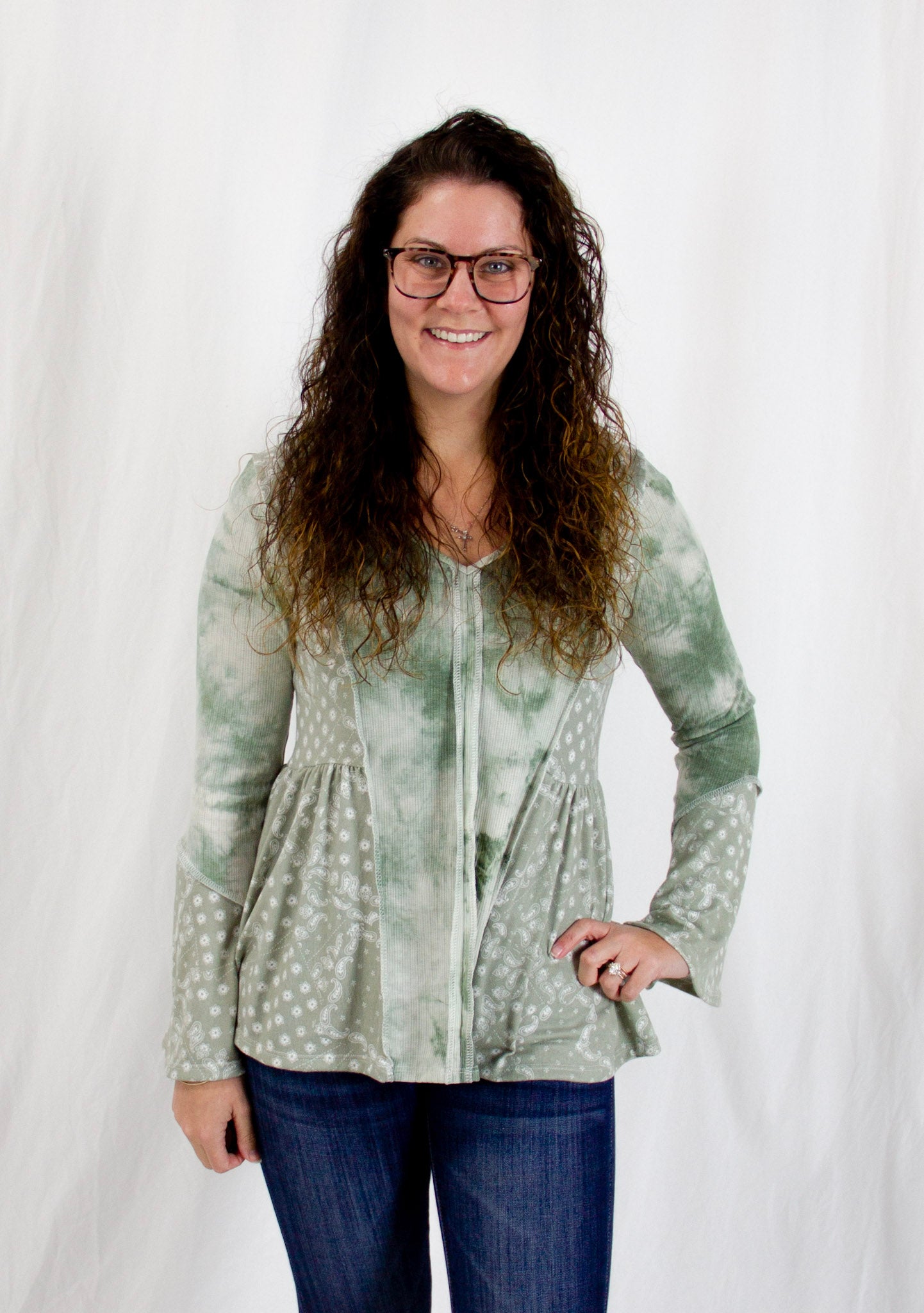Tie Dye and Paisley Patchwork Top