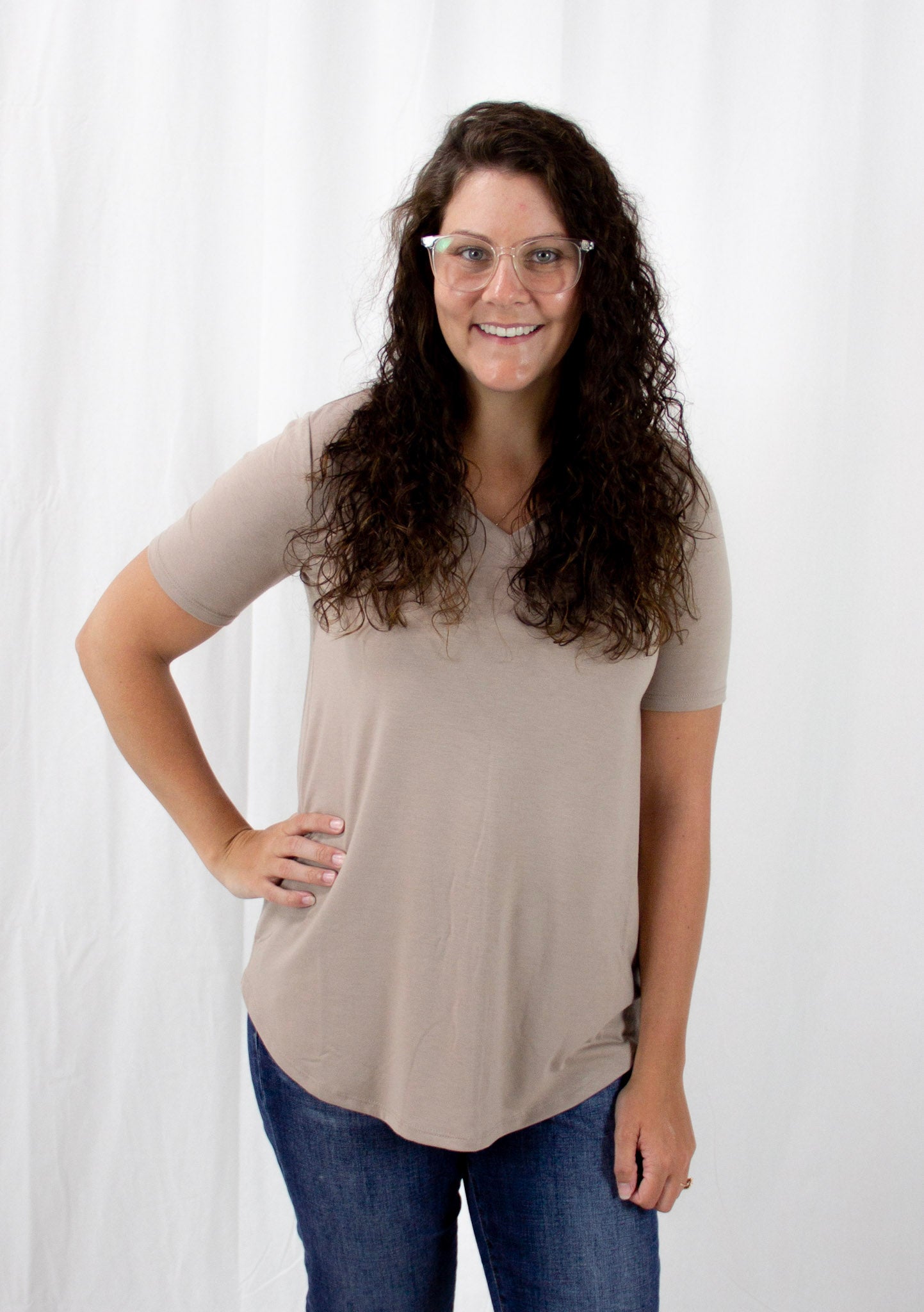 Ash Mocha Short Sleeve V-Neck Tee