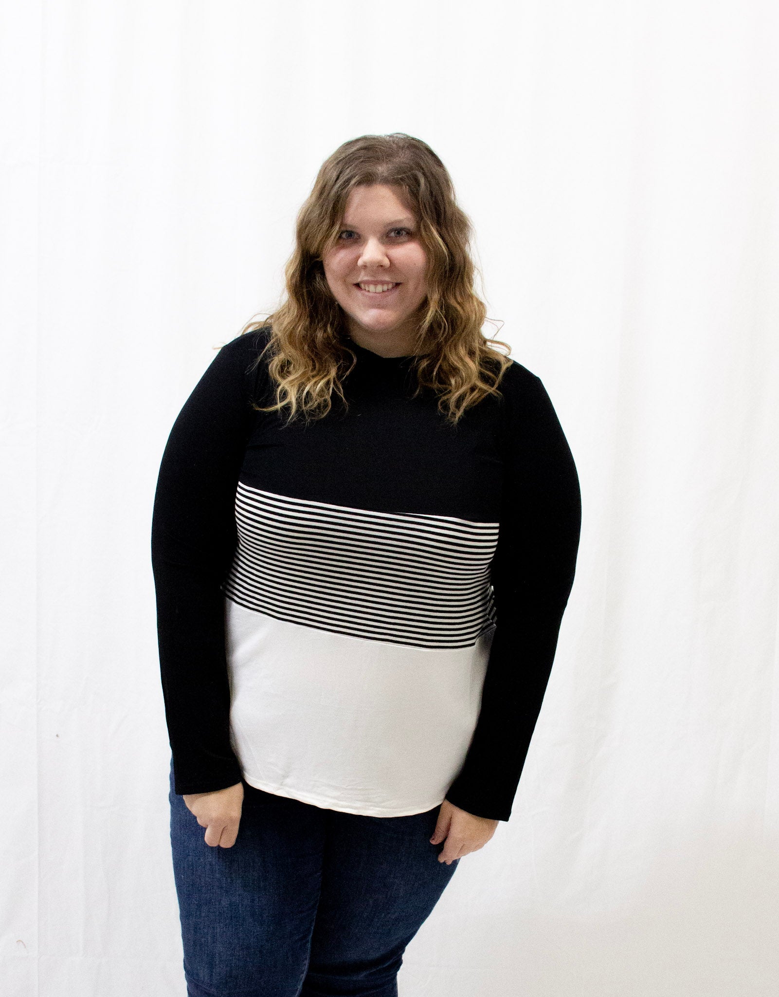 Solid and Stripe Color Block Long Sleeve Tee