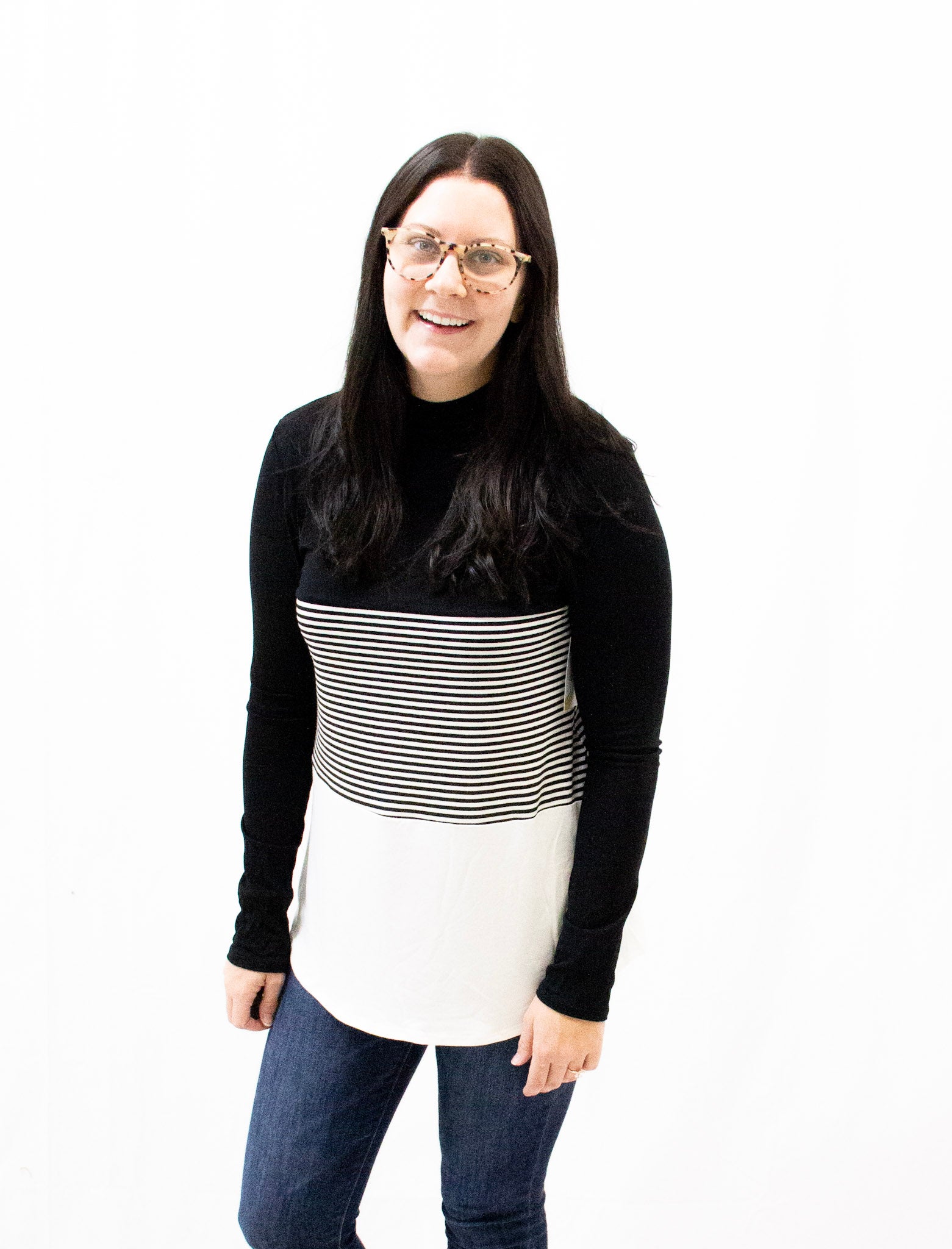 Solid and Stripe Color Block Long Sleeve Tee