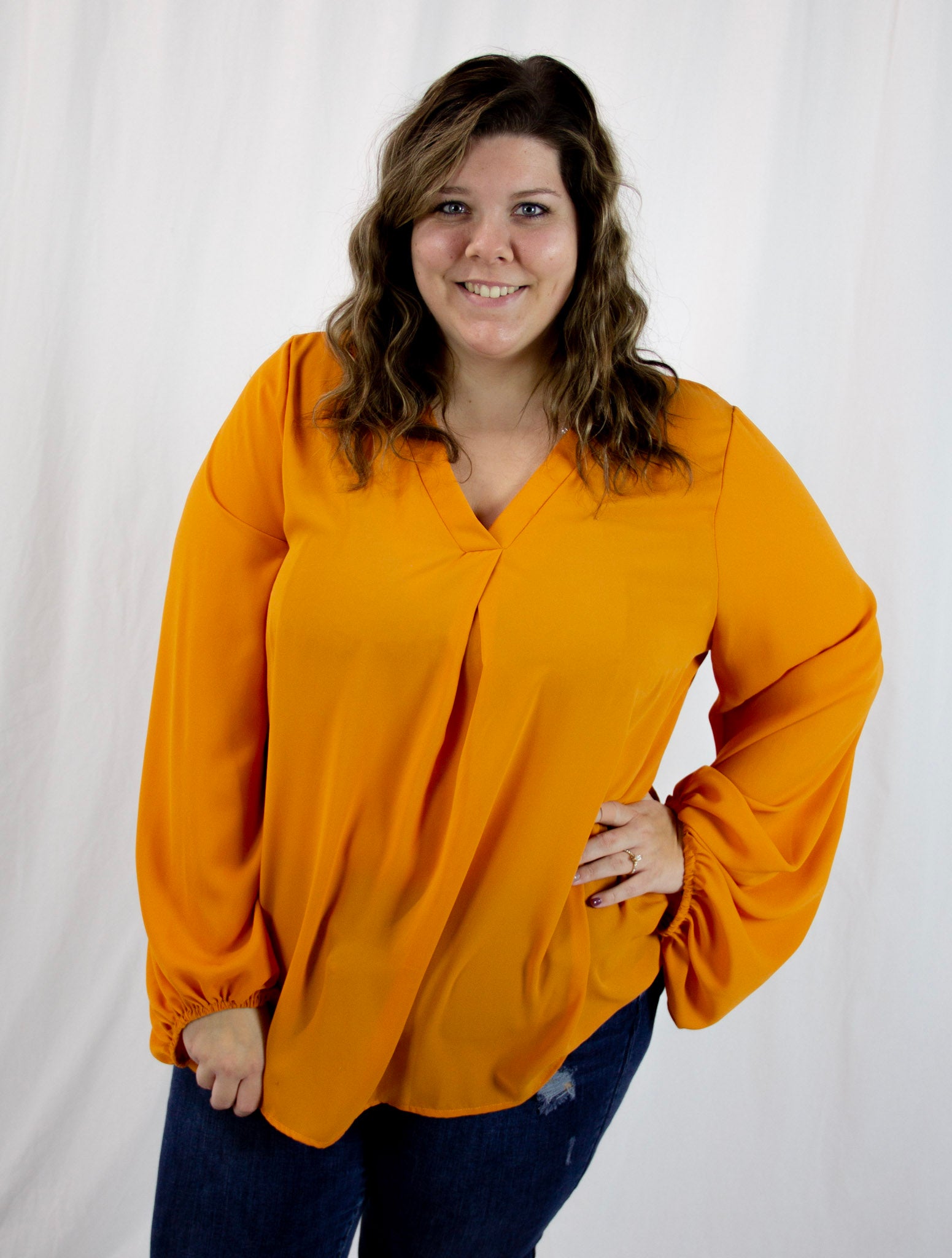 Butterscotch Bubble Sleeve Top