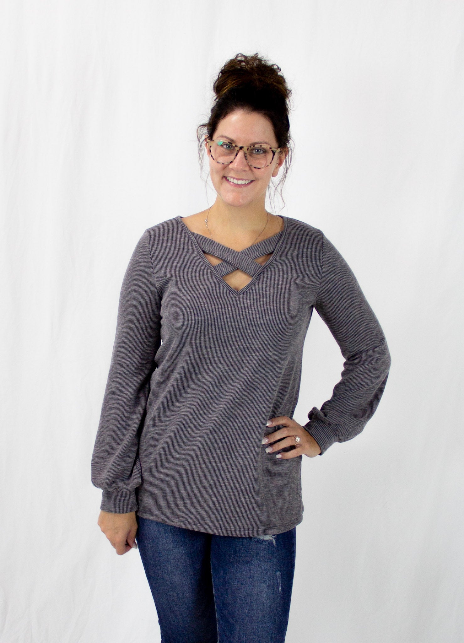Charcoal Cross Strap Top