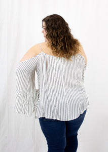 Striped Cold Shoulder Top