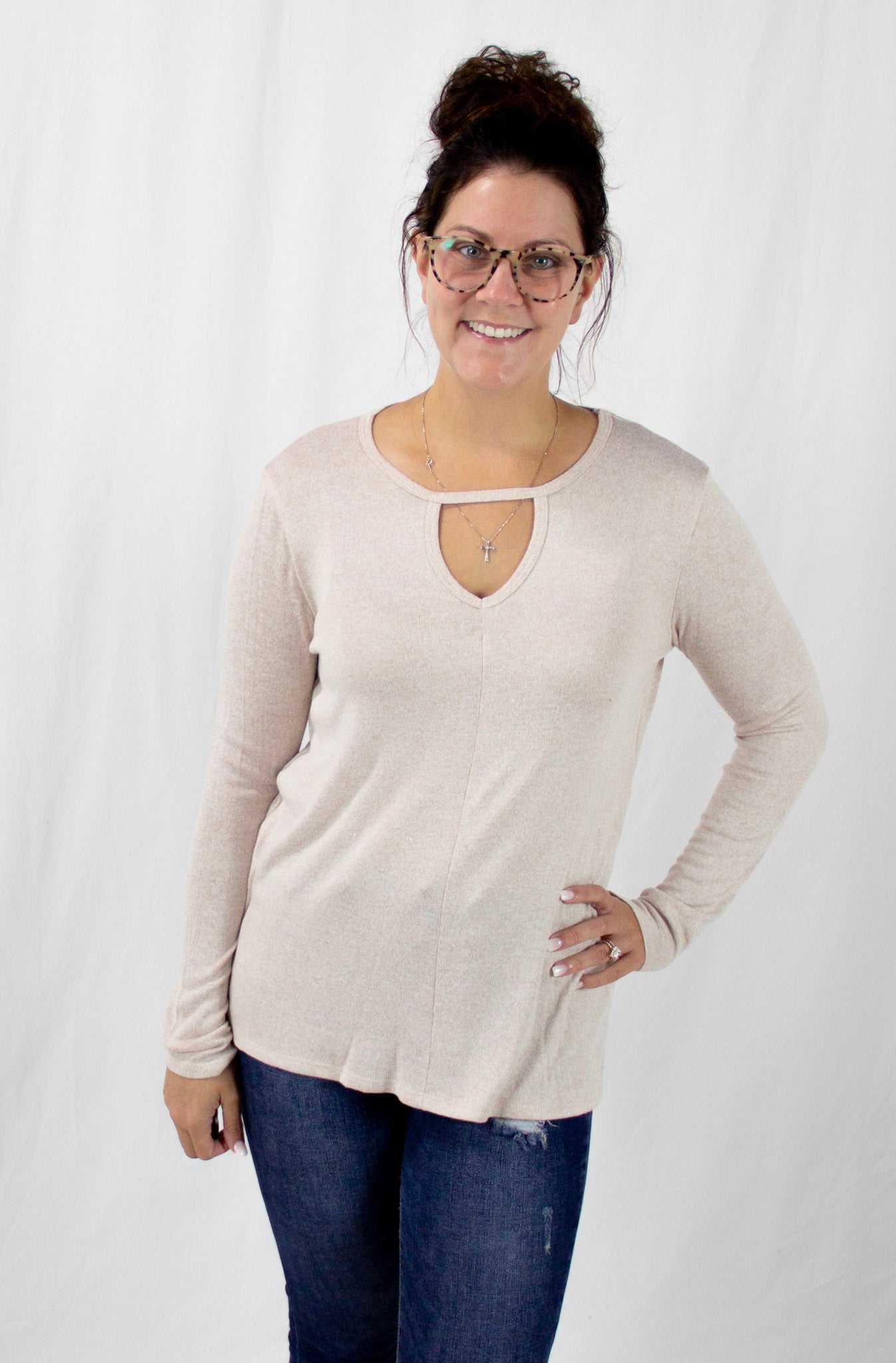Taupe Key Hole Top