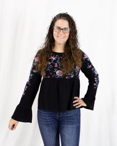 Embroidered Baby Doll Top