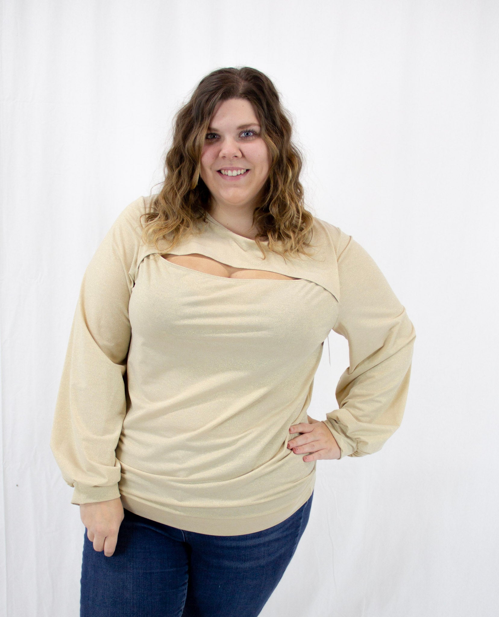 Taupe Gold Open Cut Top