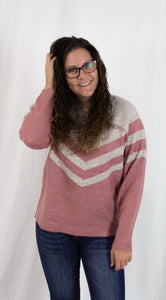 Mauve Color Block Sweater