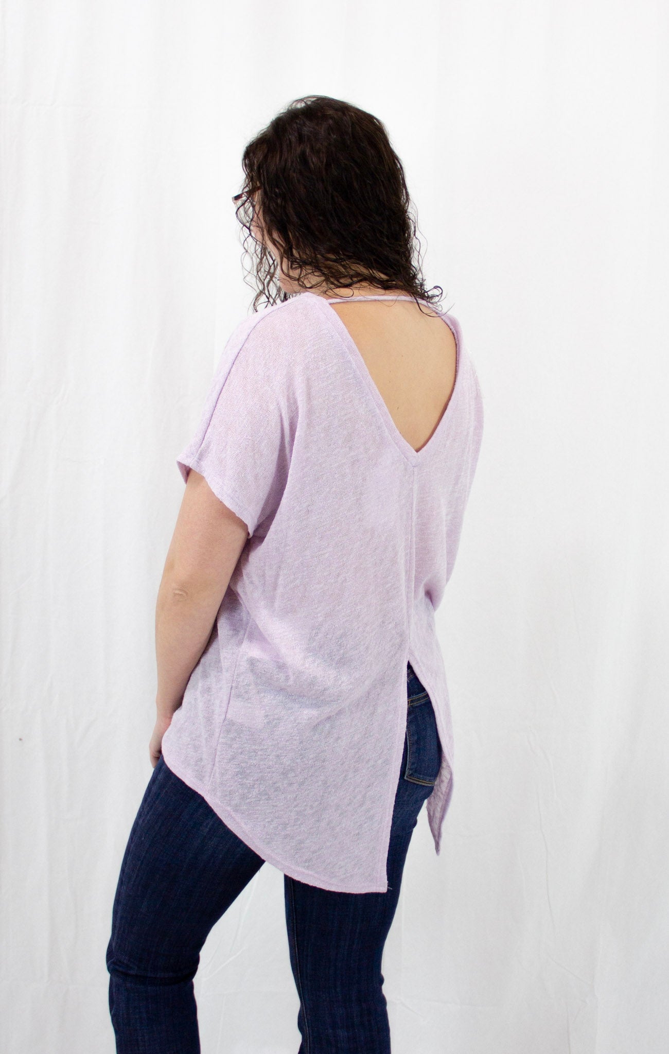Lavender Open Back Pocket Tee