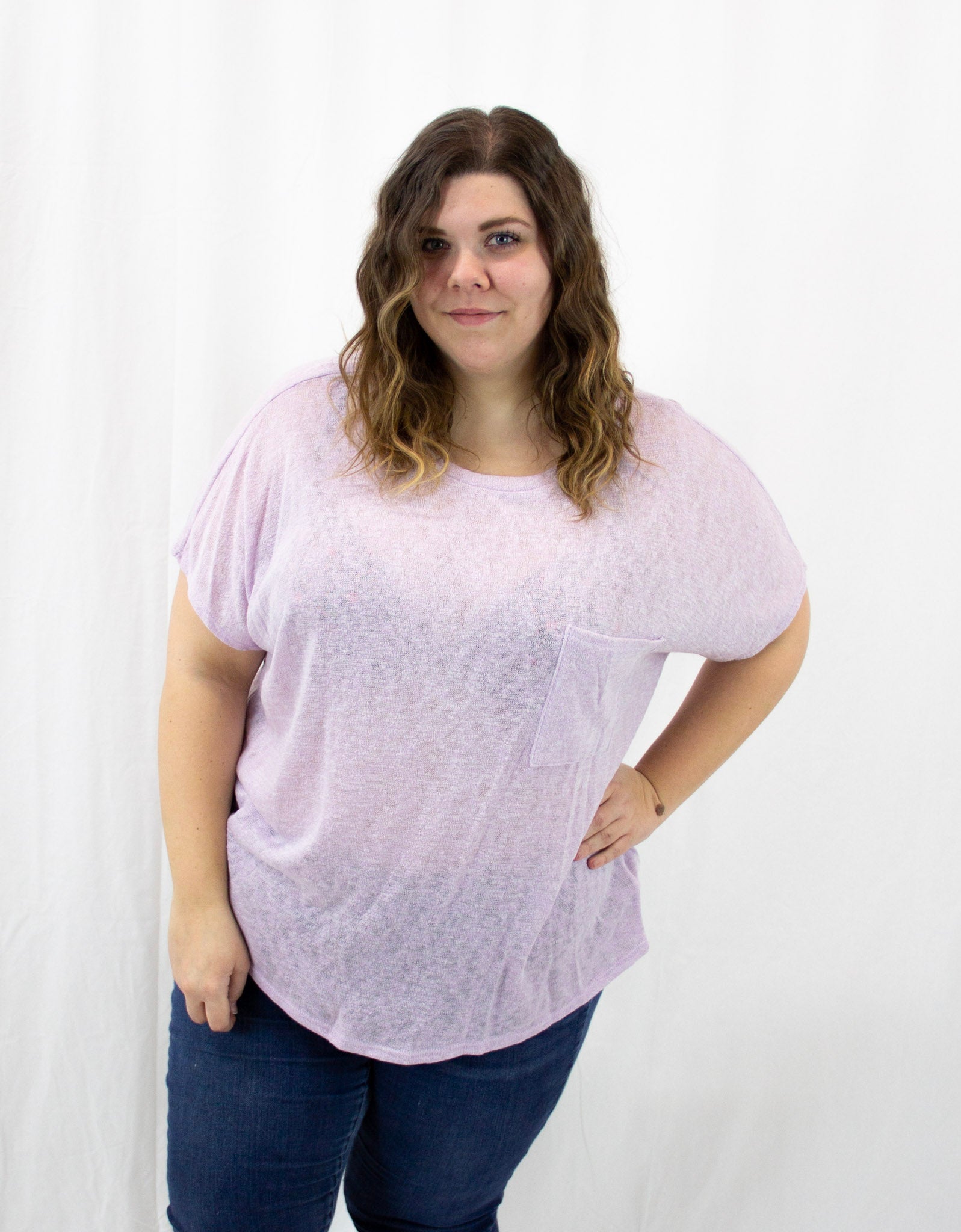 Lavender Open Back Pocket Tee