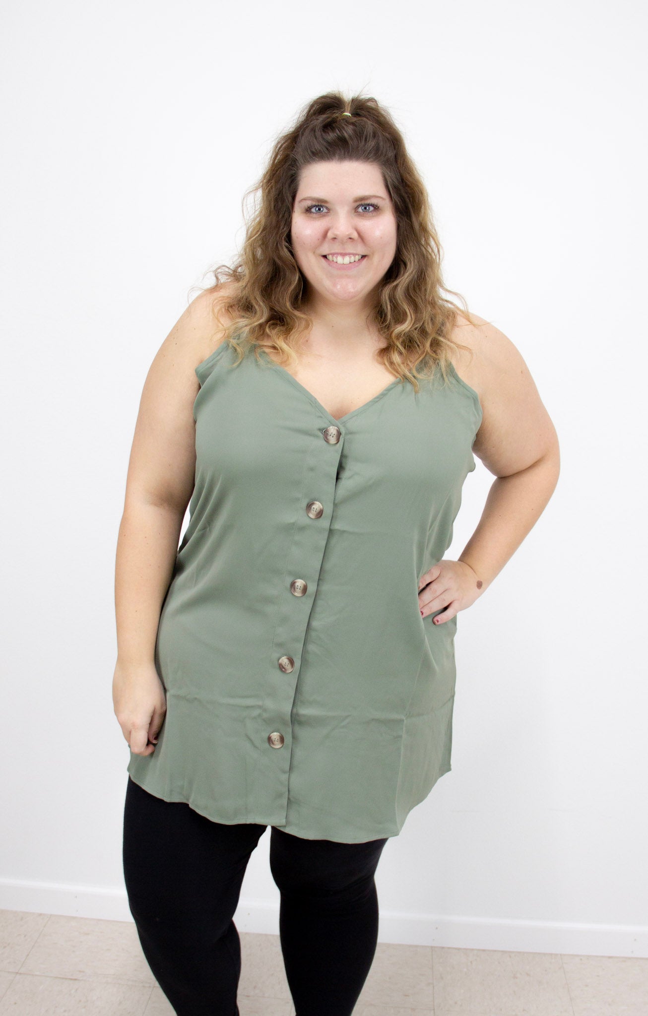 Light Olive Button Up Cami