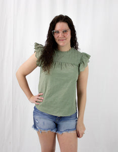 Olive Lace Trim Top