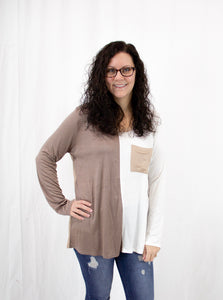 Mocha/Taupe Color Block Top